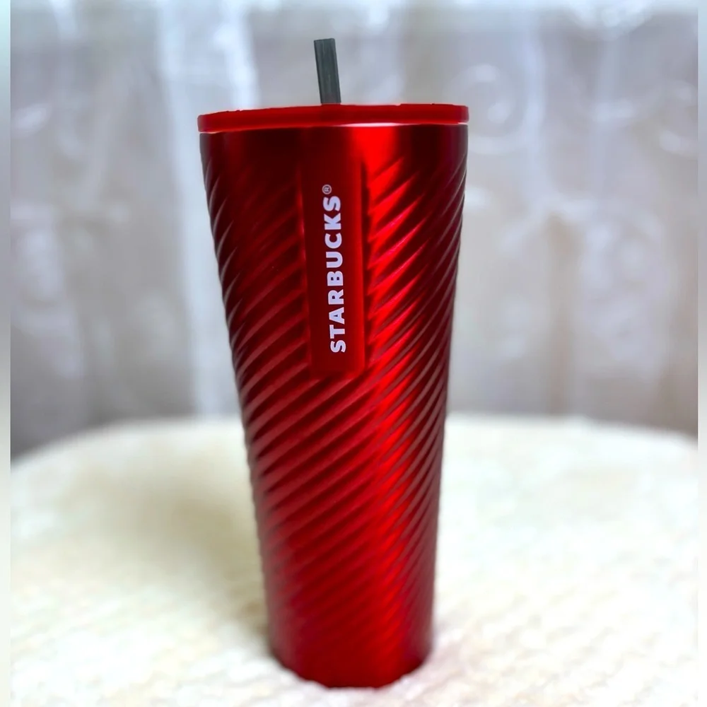 Starbucks Venti 24 oz Stainless Steel Spiral Red Tumbler